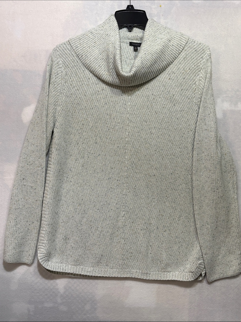Talbots  Heather Light Mint Gray Cowl Neck Sweater